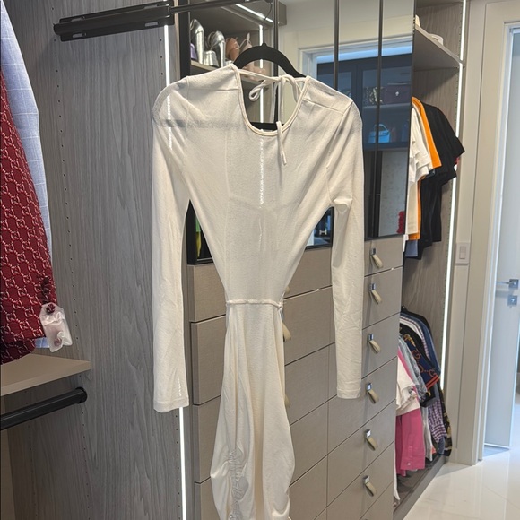 Cream Long Sleeve Bodycon Dress for Cocktail Events